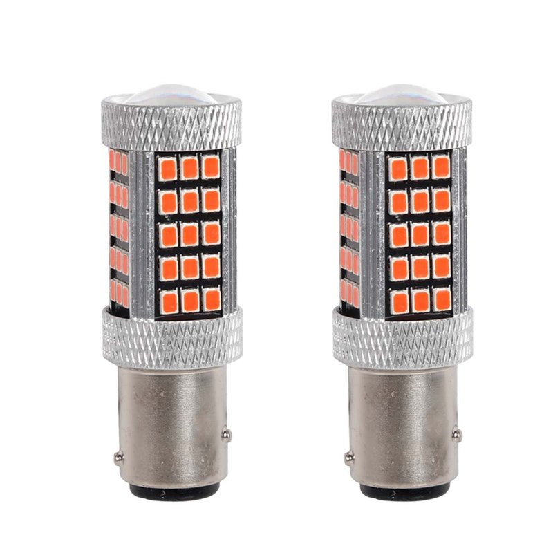 2 Pezzi Lampada LED BAZ15D S25 P21/5W 66 SMD 2835 12V 24V 300lm 4W/1.5W Doppio Filamento Rosso Piedi Sfalsati 55mm 360°