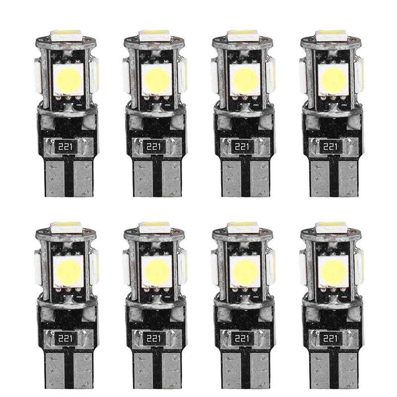 8 Pezzi Lampada Led T10 W5W 194 168 5 SMD 5050 Luce Auto Canbus 12V 1.5W 100lm 25mm Lampadina Bianco Freddo 6500K