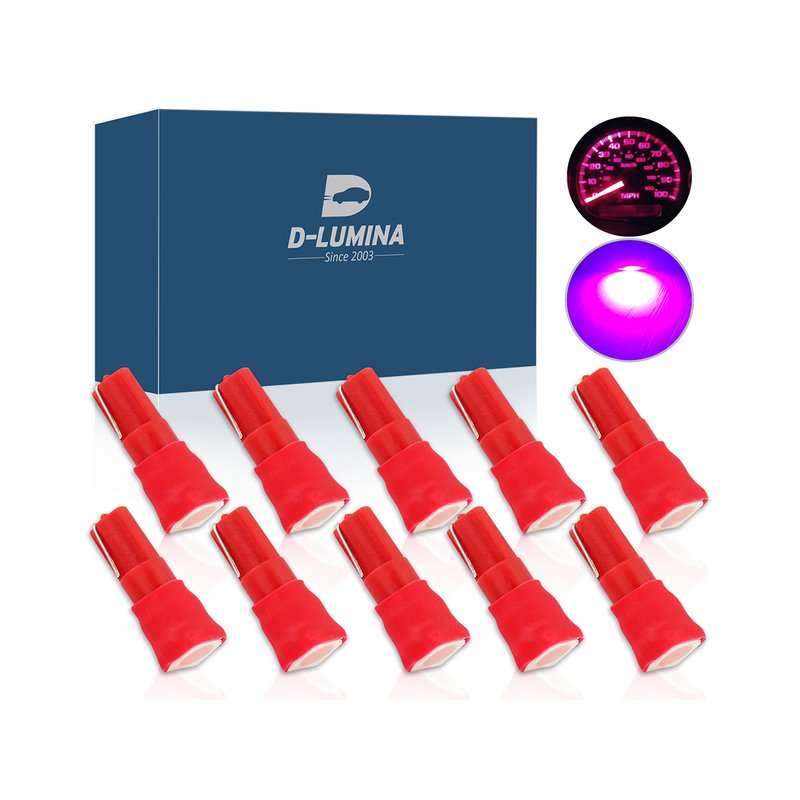 10 Lampadine Led T5 12V W1,2W Colore Rosa Pink Con 1 Smd 5050 Luci Cruscotto Auto e Moto
