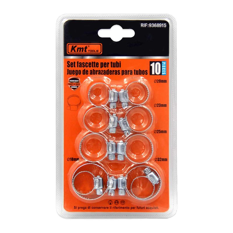 [AS068915] 10 Pezzi Fascette Stringitubo Regolabili 18-32mm Acciaio Inossidabile 5 Misure