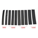 10 Pezzi Guaine Termorestringente Nero Lunga 12cm Diametro Assortito 8mm 10mm 12mm 14mm