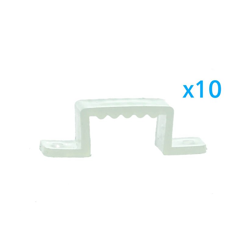 10 PZ Clip Fissaggio Rigido 16x10 mm per Bobina Striscia Led Impermeabile