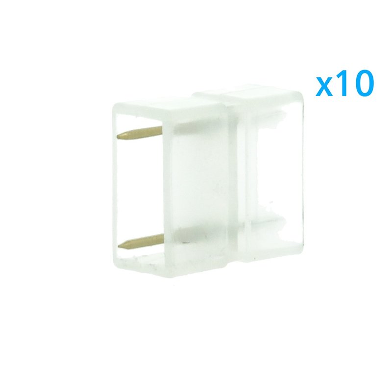 10 PZ Connettore 2 Pin Passo 12mm per Unire e Allungare Bobina Led 220V Mono Colore