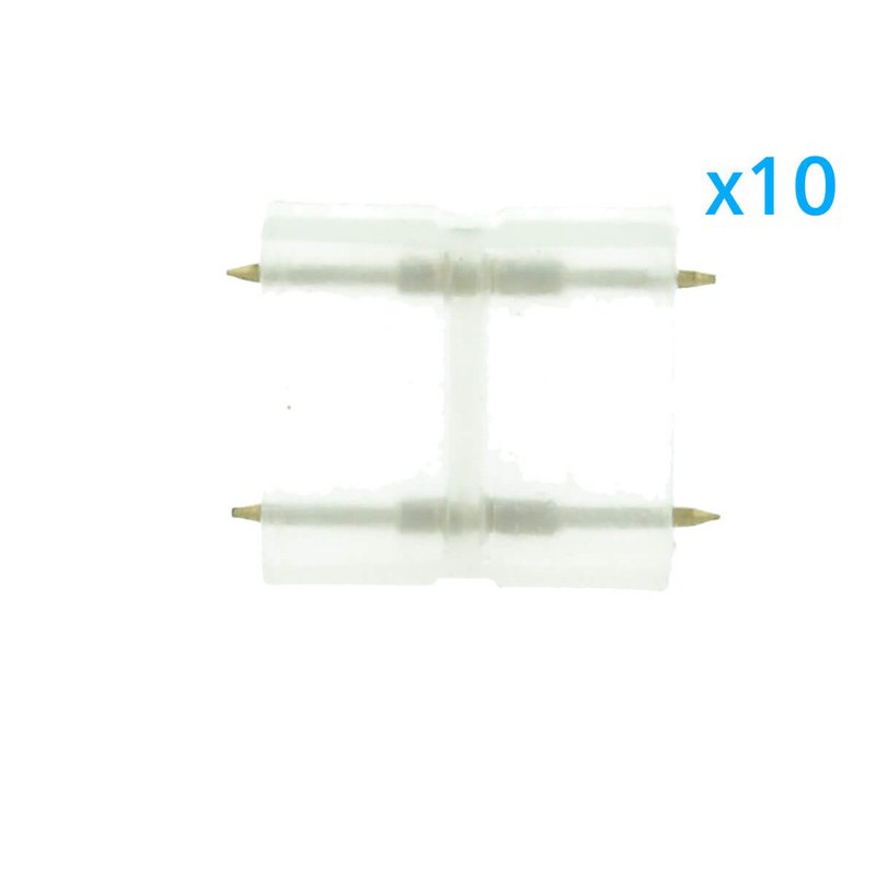 10 PZ Connettore Da 2 Pin Passo 13,5mm Per Unire e Allungare Bobina Led 220V Mono Colore