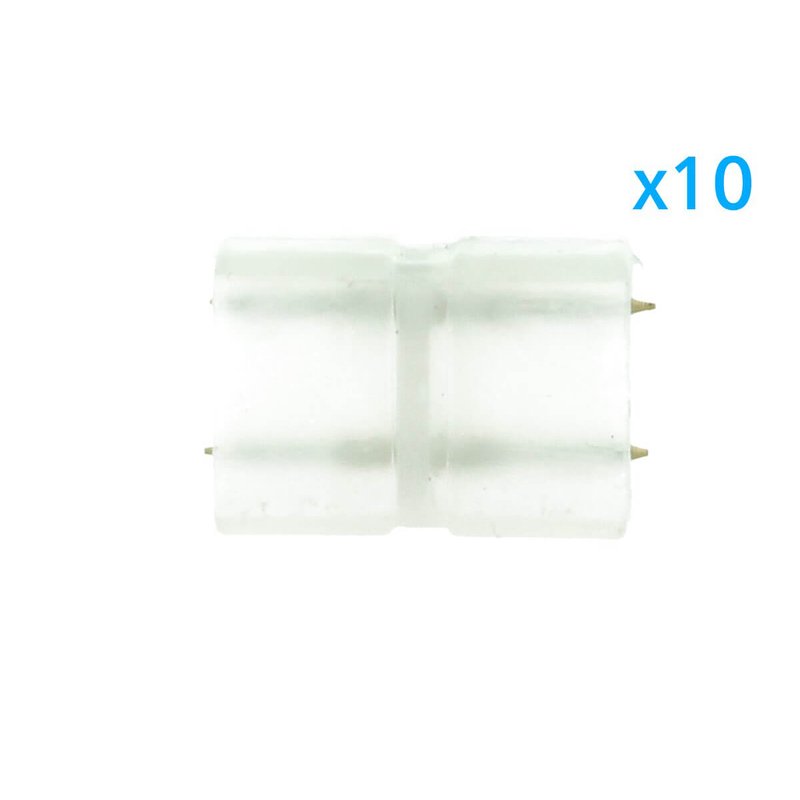 10 PZ Connettore Da 2 Pin Passo 9mm Per Unire e Allungare Bobina Led 220V Mono Colore