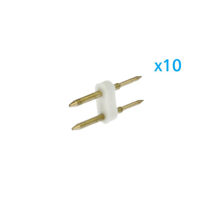 10 PZ Spina 2 Pin Passo 6mm per Connessione Striscia Led Mono 220V con Alimentatore