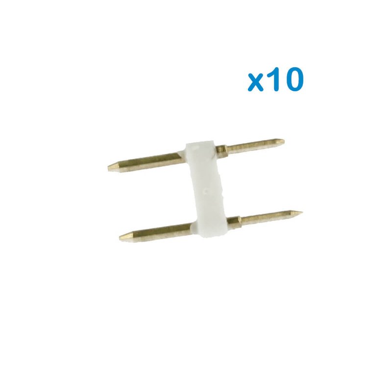10 PZ Spina 2 Pin Passo 9mm per Connessione Striscia Led Mono 220V con Alimentatore