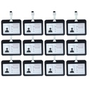 12 Pezzi Porta Badge In PVC Con Corda Doppio Esposizione Nero Interno 85X54mm