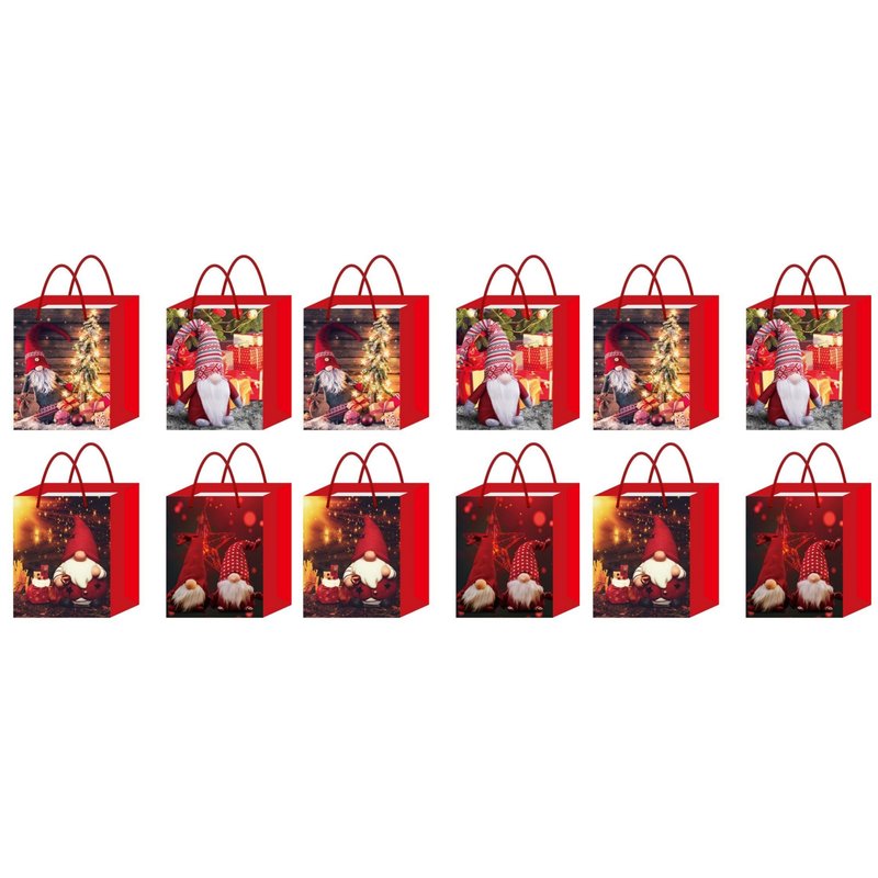 12 Pezzi Sacchetti da Regalo Per Natale Buste Borse Regalo Verticale Babbo Natale 55X40X15cm Manico In Corda