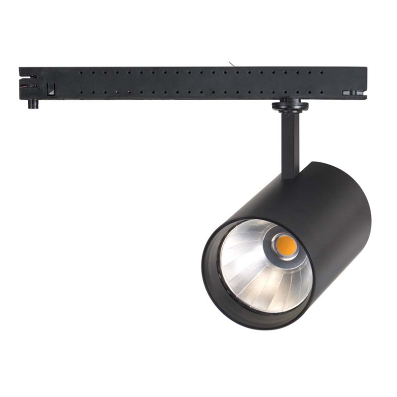 2 Kit Fari LED Binario Trifase 30W 4000LM, Corpo Nero Luce 4000K, CRI>90 UGR<19 Angolo 120°, D85X128mm, Driver Alimentatore a Scomparsa Lunga 289mm CB58130BN