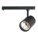 2 Kit Fari LED Binario Trifase 30W 4000LM, Corpo Nero Luce 4000K, CRI>90 UGR<19 Angolo 120°, D85X128mm, Driver Alimentatore a Scomparsa Lunga 289mm CB58130BN