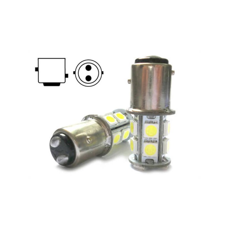 2 Lampade Led Barca Nautica BAY15D Bianco Freddo 12V 24V 3W No Polarita 13 Smd 5050 G18,5