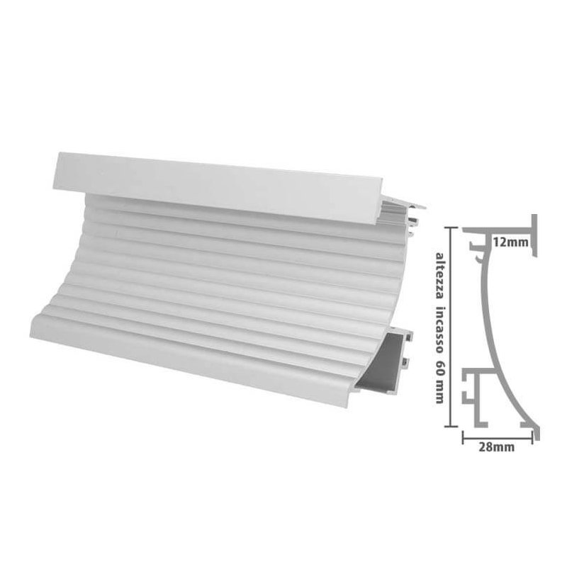 2 Metri Profilo Canalina Alluminio LED da Incasso a Muro per Faretto LED Segnapassi