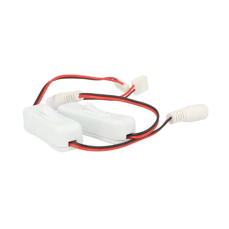 2 PZ Interruttori ON OFF con Connettore 8mm per Striscia LED e DC JACK Femmina 5,5mm x 2,1mm