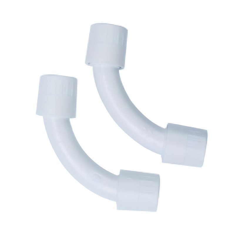 2 PZ Raccordi Tubo a Tubo Curvi Semplici 90° per Tubo Rigido 25mm IP40