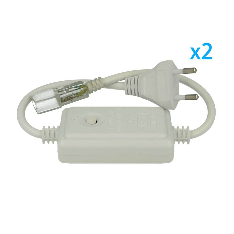 [CL2202806] 2 PZ Spine Alimentatore Trasformatore 2 Pin RGB Passo 6mm con Interruttore On Off e Controller 8 Programmi per Striscia LED 220V