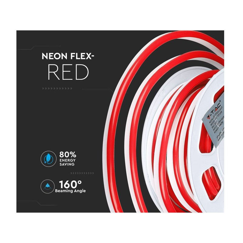 24V Bobina Striscia Led Neon Flex Colore Rosso Red 10 Metri IP65 8W/M SKU-2516