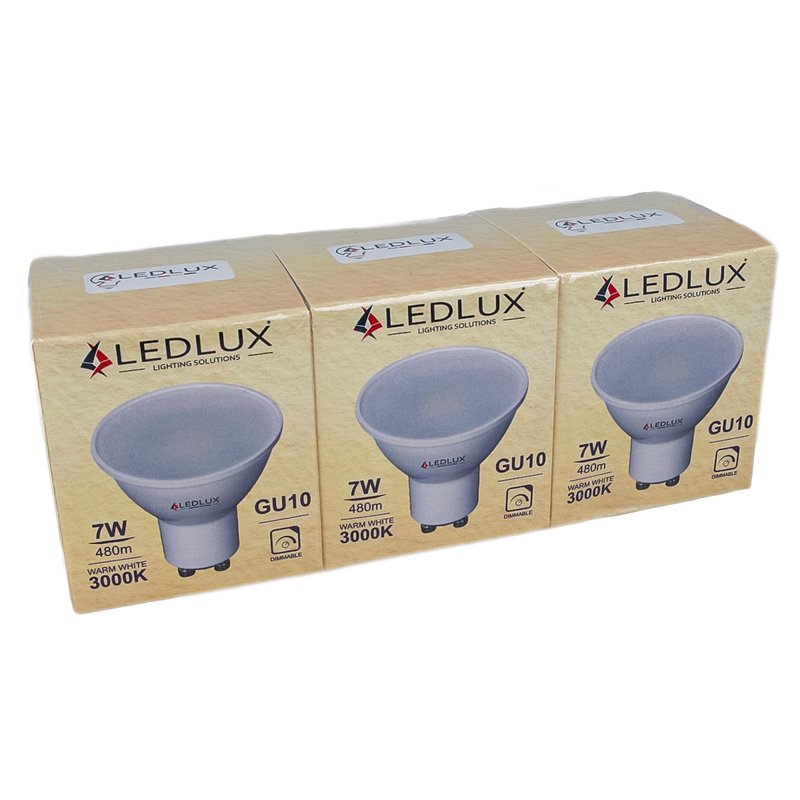 3 PZ Lampadina LED GU10 Dimmerabile Triac 7W 220V Bianco Caldo 3000K 570 Lumens