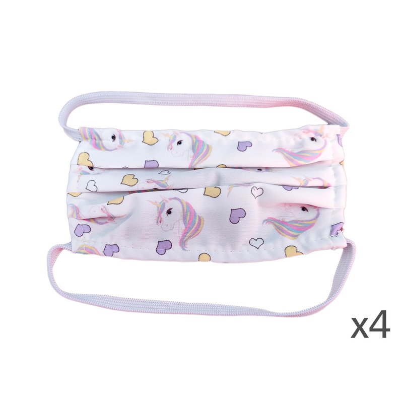 4 pz mascherine bambine TNT con disegno unicorno, Made in Italy