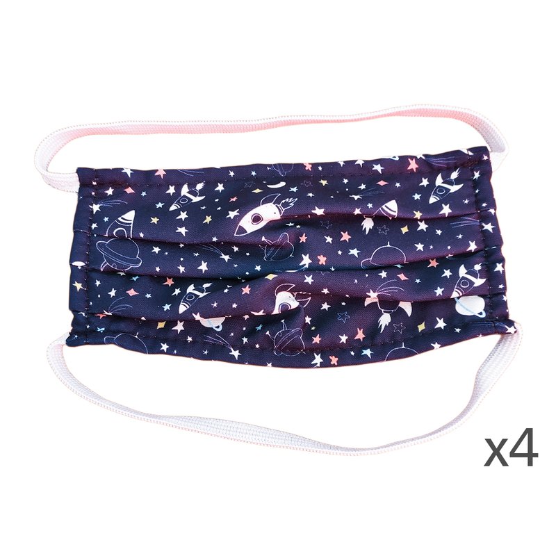 4 pz mascherine bambini TNT con disegno stella blu, Made in Italy