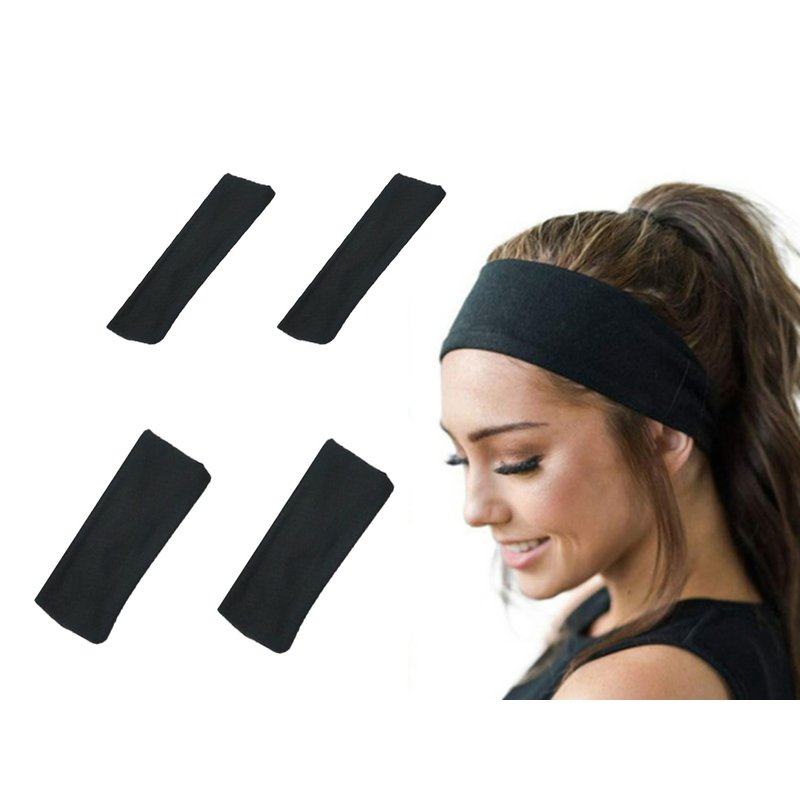 Set 4 Fasce Sportive Nere 5,5 e 8 cm Elastiche Unisex