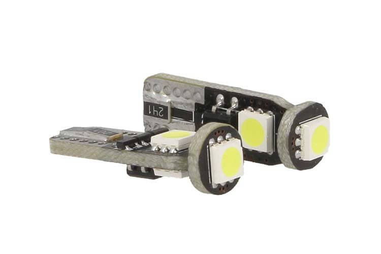 Lampada Led Canbus T10 W5W 3 Smd 5050 Bianco 12V No Polarità No Errore Luci Posizione Fiat Grande Punto Nuova Panda