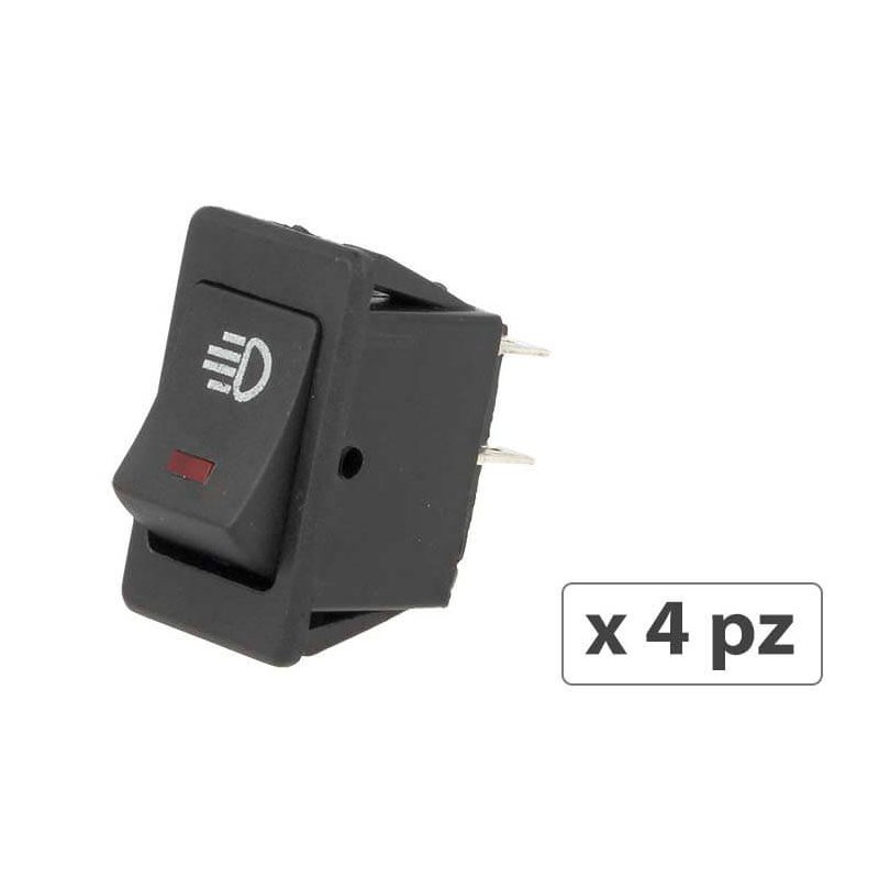 4 PZ Interruttore Bilanciere Quadrato On Off Push Button 4 Pin con Led Spia Rosso 12V Auto Barca Foro 20x28mm