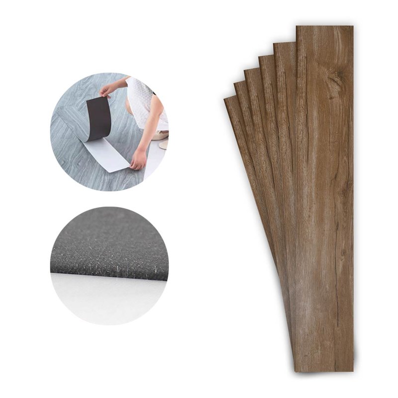 6 piastrelle adesive pavimento PVC 914x152 mm, effetto legno parquet