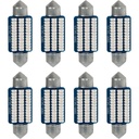 8 Pezzi Lampada Led Siluro 36mm Canbus T11 SV8.5 C5W C10W 30 SMD 3014 12V 1.8W 160lm Luce Colore Blu