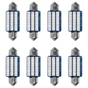 8 Pezzi Lampada Led Siluro 39mm Canbus T11 SV8.5 C5W C10W 36 SMD 3014 12V 1.8W 160lm Luce Colore Blu