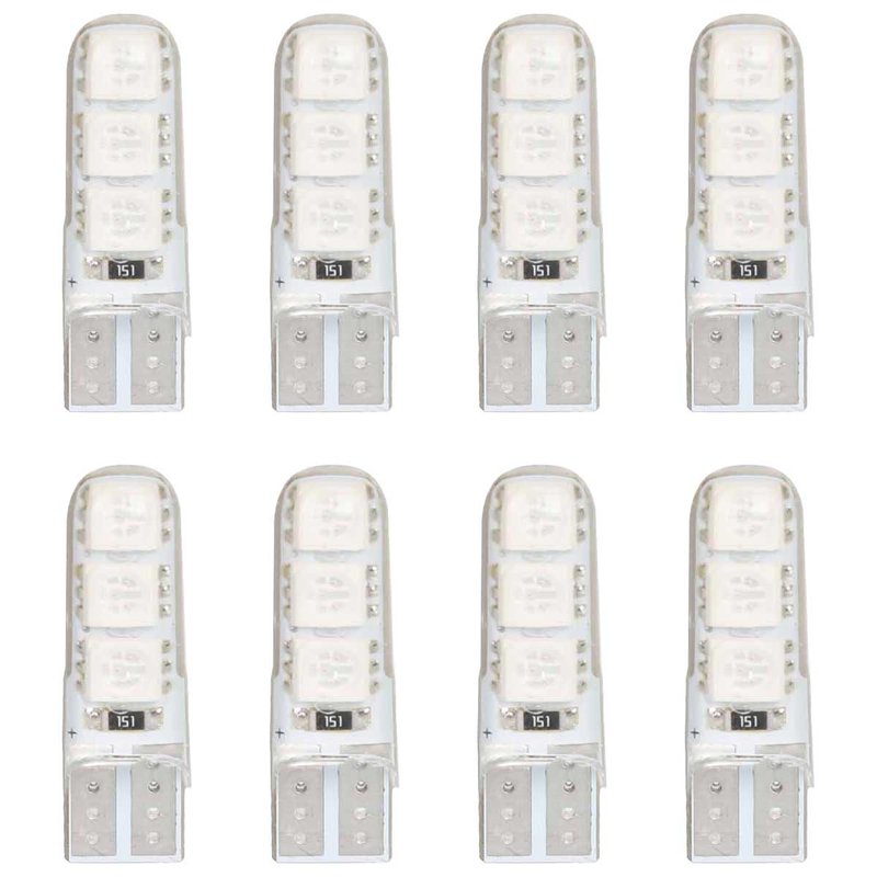 8 Pezzi Lampada Led T10 W5W  6 SMD 5050 12V 0.8W 60lm Colore Rosso 34mm