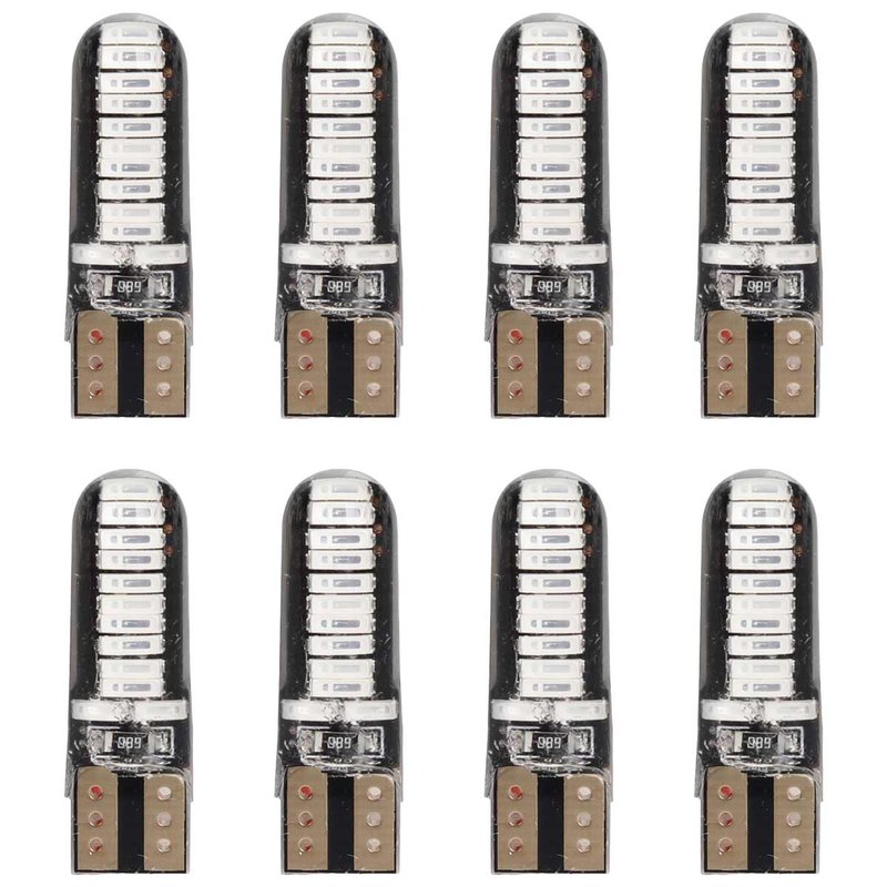 8 Pezzi Lampada Led T10 W5W 24 SMD 4014 12V 1.2W 40lm Luce Colore Blu 34mm