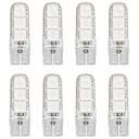 8 Pezzi Lampada Led T10 W5W 6 SMD 5050 12V 0.8W 60lm Colore Blu 34mm