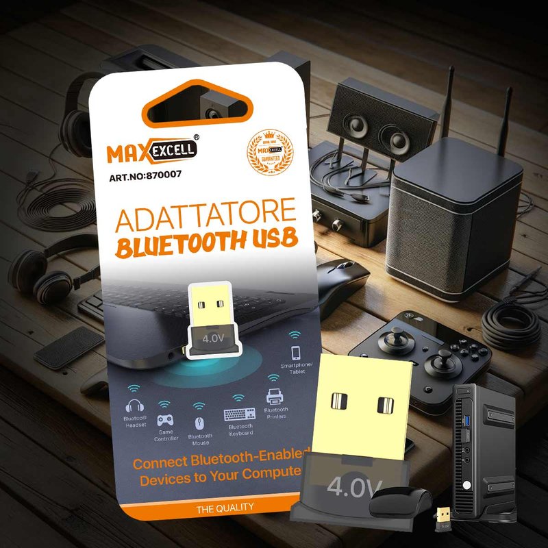 [VH870007] Adattatore Bluetooth 5.0 3Mbps Compatibile con Tutti Periferiche di Input Wireless Mouse Tastiera Joystick Cuffie Stampante Altoparlanti per Computer
