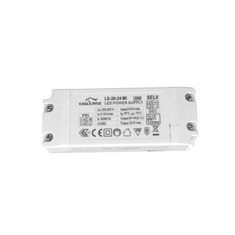 [CV32020] Alimentatore Trasformatore Lungo Sottile 24V 20W 0,83A Con Carcassa In Plastica Eaglerise LS-20-24 MI