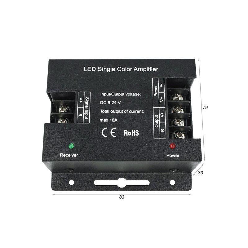 Amplificatore PWM High Speed Power Amplifier Per Striscia Bobina Led 5V 12V 24V 16A Mono Colore 1 Canale AP101