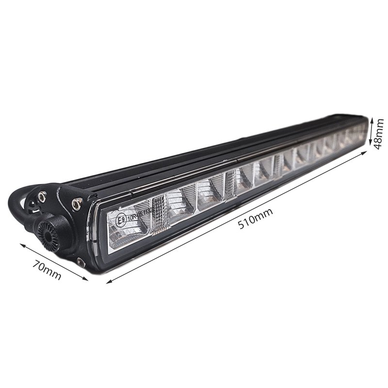 Barra Supplementare Led Fuoristrada Slim 60W 12V 24V 20'' 51cm Luce di Profondità Con Daylight Luci Diurne IP67 E9 Fila Unica