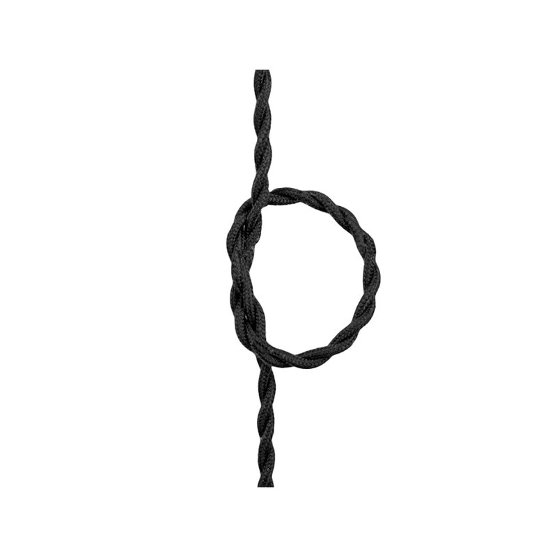 Cavo Elettrico Rivestito in Tessuto Colore Nero 2X0,75 Corda Trecciata Twisted Wire 1 Metro SKU-3779