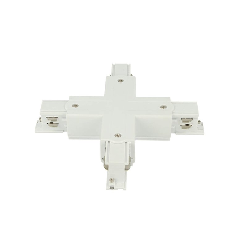 Connettore Giunto Forma X Colore Bianco Per Barra Sistema Binario Trifase CB40103