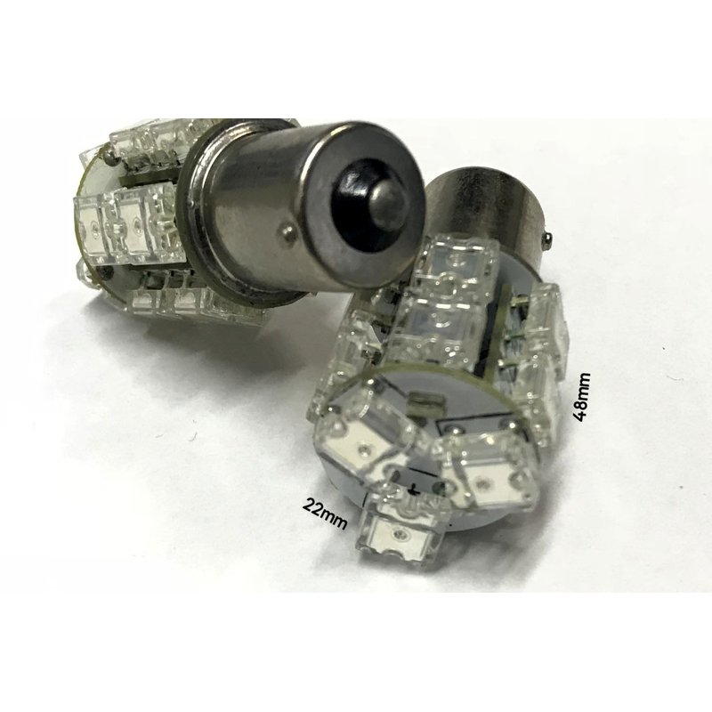 Coppia lampade LED BA15S 1156 P21W rosse 12V 2W, 13 LED quadrati