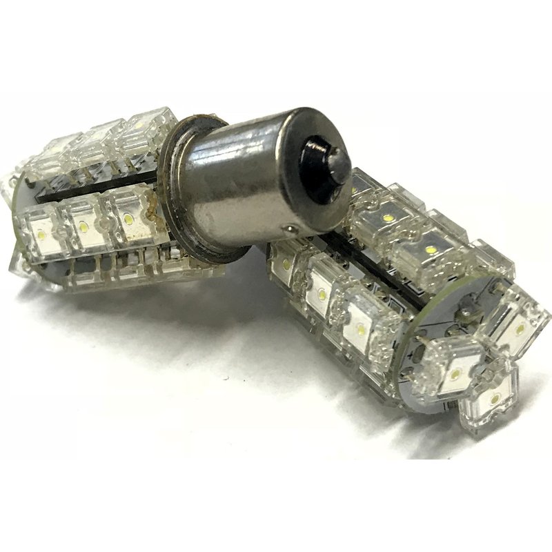 Coppia 2 Lampade LED BA15S 1156 12V bianco freddo 6000K, 18 LED quadrato, 3W