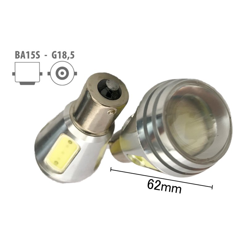 Coppia lampade LED BA15S 1156 P21W, 5 Power LED 2W, bianco freddo 6000K