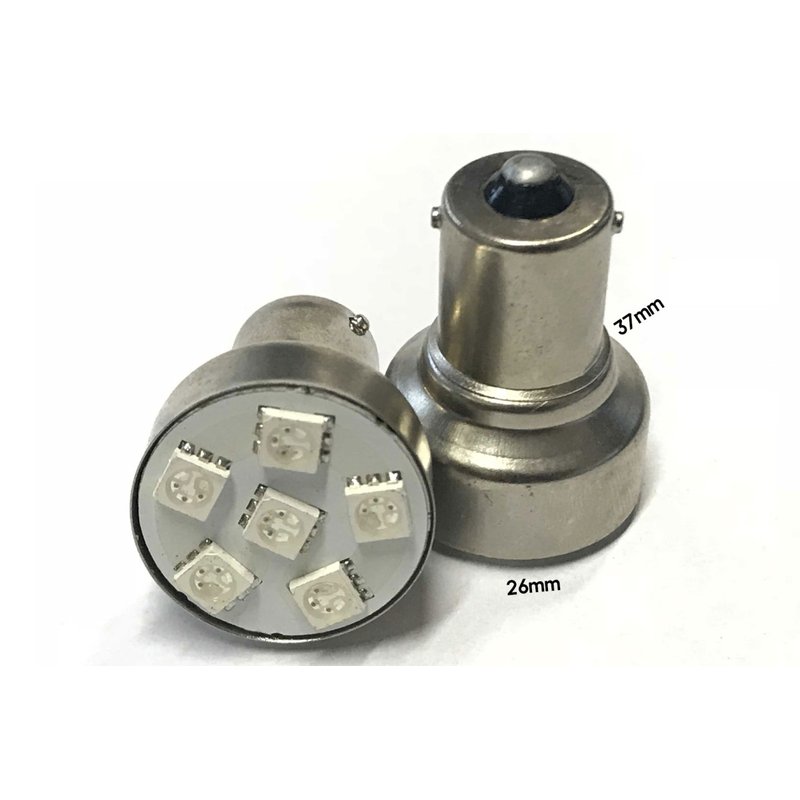 Coppia lampade LED BA15S 1156 P21W, 6 SMD 5050, rosso 12V 2W