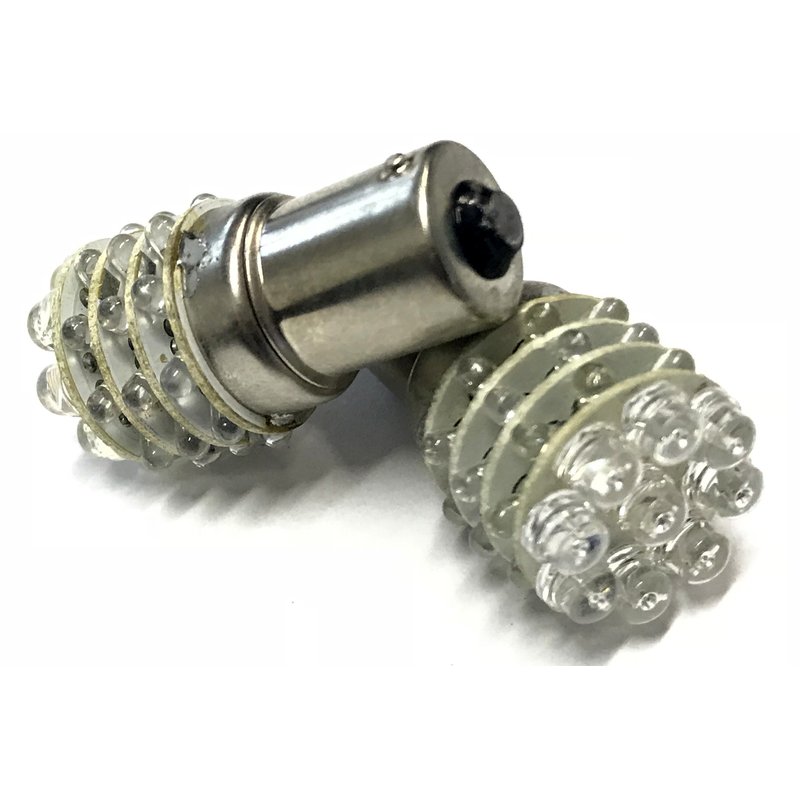 Coppia Lampade LED BA15S 1156 P21W Rosso, 9 LED F5 + 27 LED F3, 12V 2W