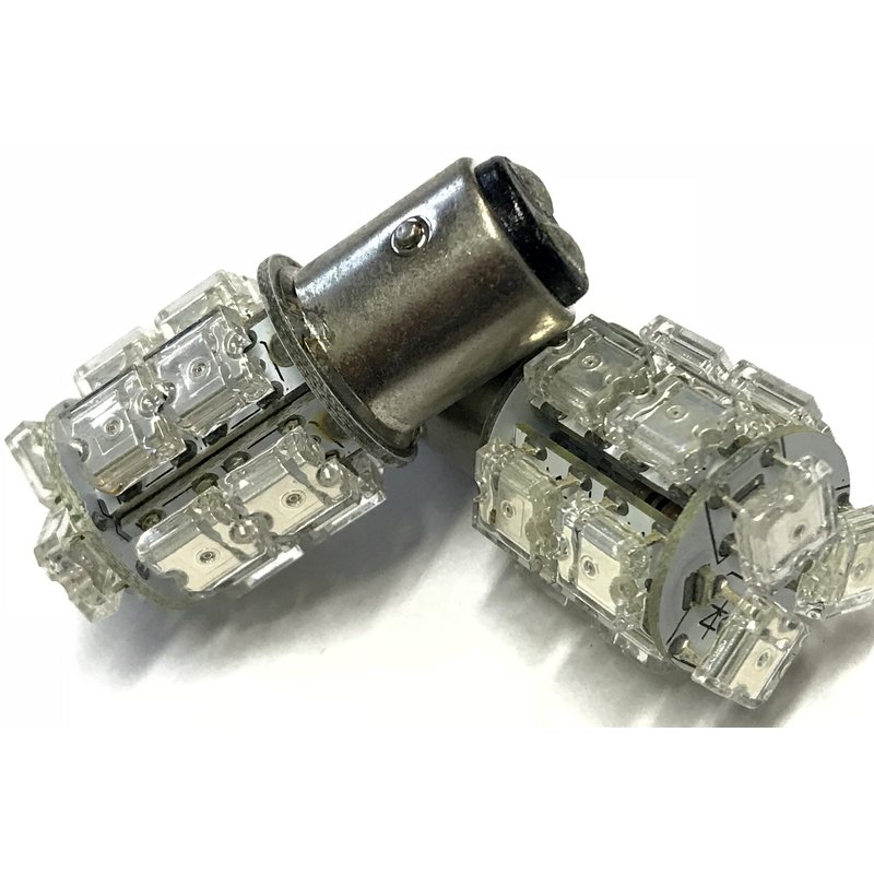 Coppia lampade LED BAY15D 1157 P21/5W rosse 12V 2W, 13 LED quadrati