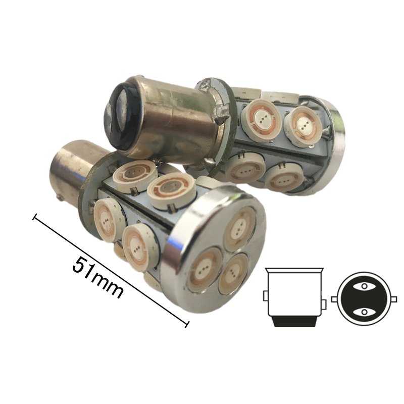 Coppia lampade LED BAY15D 1157 P21/5W rosse 12V 6W, 13 SMD 9080