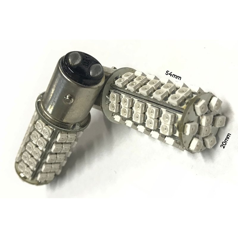 Coppia lampade LED BAY15D 1157 P21/5W rosse, 68 SMD 3528, 12V 2W