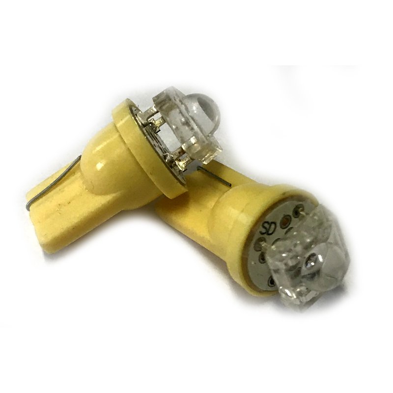 Coppia Lampade LED T10 W5W 1 LED F5 Flux Giallo 12V 0,2W – Cruscotto, Interni, Indicatori