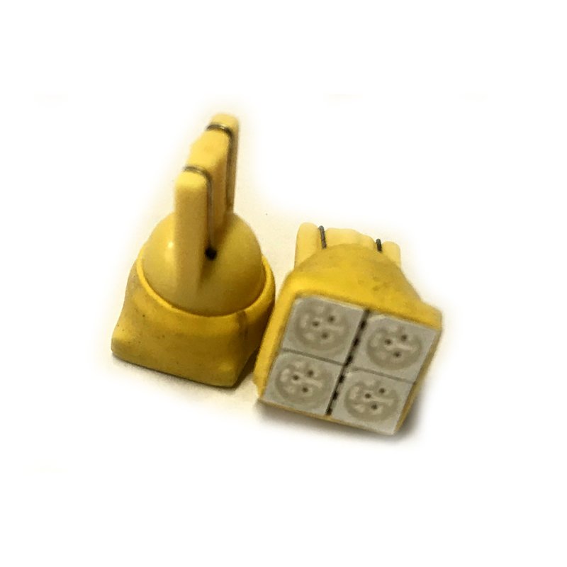 Coppia Lampade LED T10 con 4 SMD 5050 Giallo 12V 0,5W – Luci Cruscotto, Posizione, Interni Auto