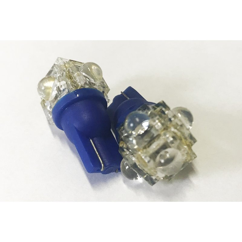 Coppia lampade LED T10 W5W, 5 LED F5 Flux, blu 12V 0,2W